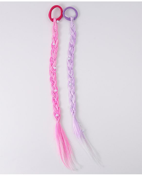 Pine Kids Free Size Braided Hair Extensions - Fuchsia & Purple