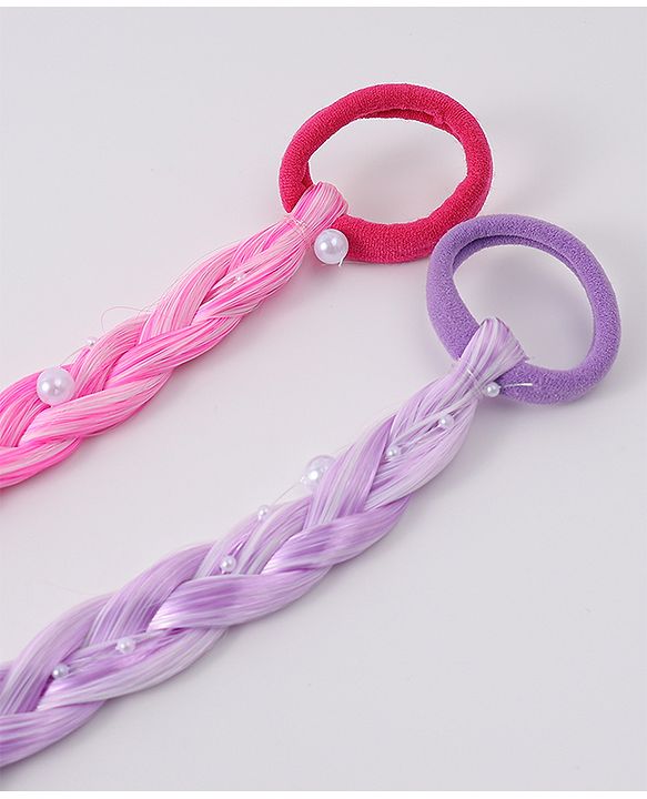 Pine Kids Free Size Braided Hair Extensions - Fuchsia & Purple