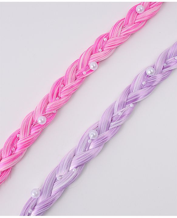 Pine Kids Free Size Braided Hair Extensions - Fuchsia & Purple