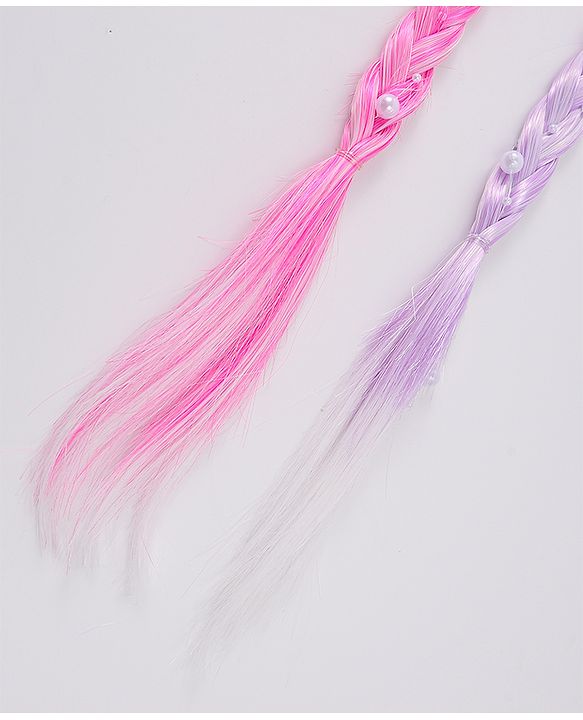 Pine Kids Free Size Braided Hair Extensions - Fuchsia & Purple