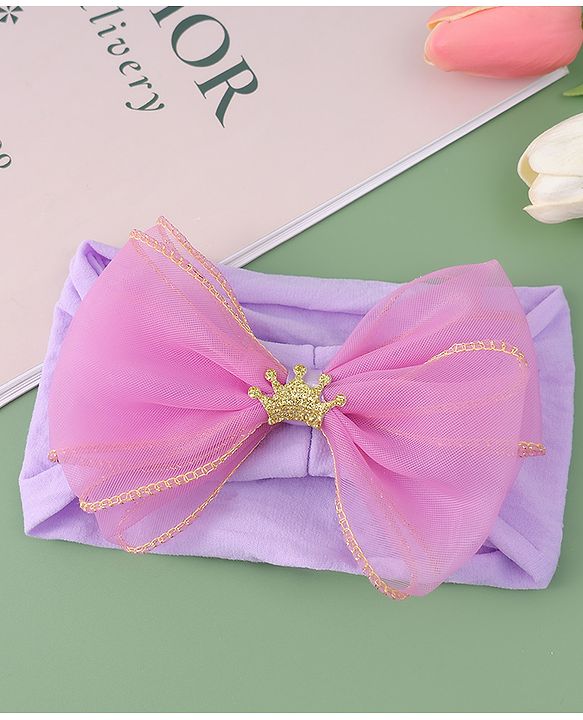 Babyhug Free Size Headband With Bow Applique - Purple