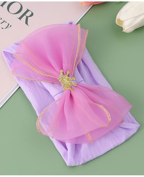 Babyhug Free Size Headband With Bow Applique - Purple