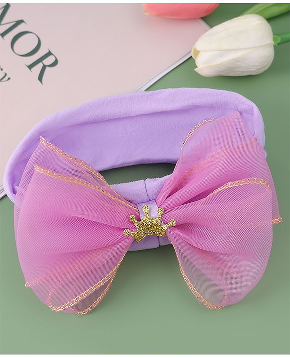 Babyhug Free Size Headband With Bow Applique - Purple