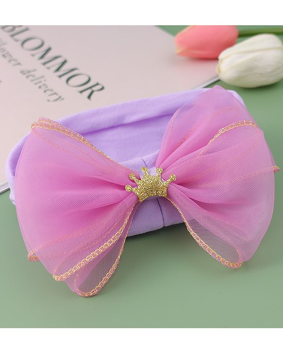 Babyhug Free Size Headband With Bow Applique - Purple