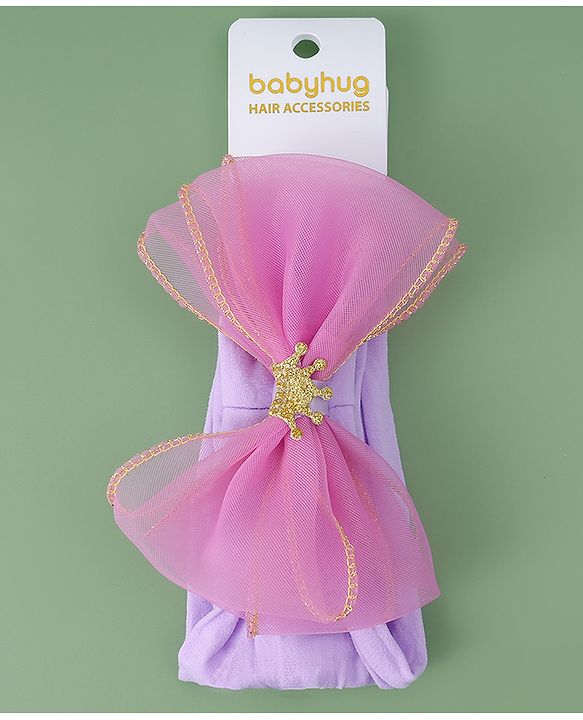 Babyhug Free Size Headband With Bow Applique - Purple