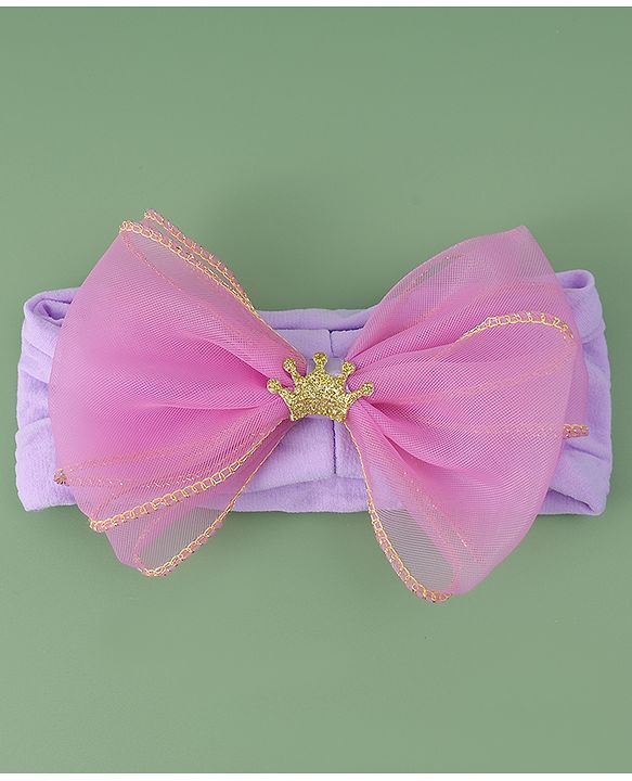Babyhug Free Size Headband With Bow Applique - Purple