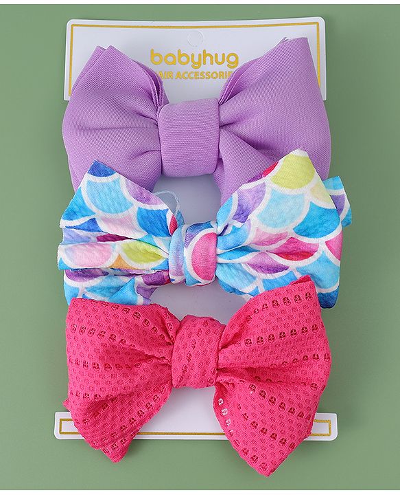 Babyhug Free Size Headbands With Bow Applique Pack Of 3 - Multicolour