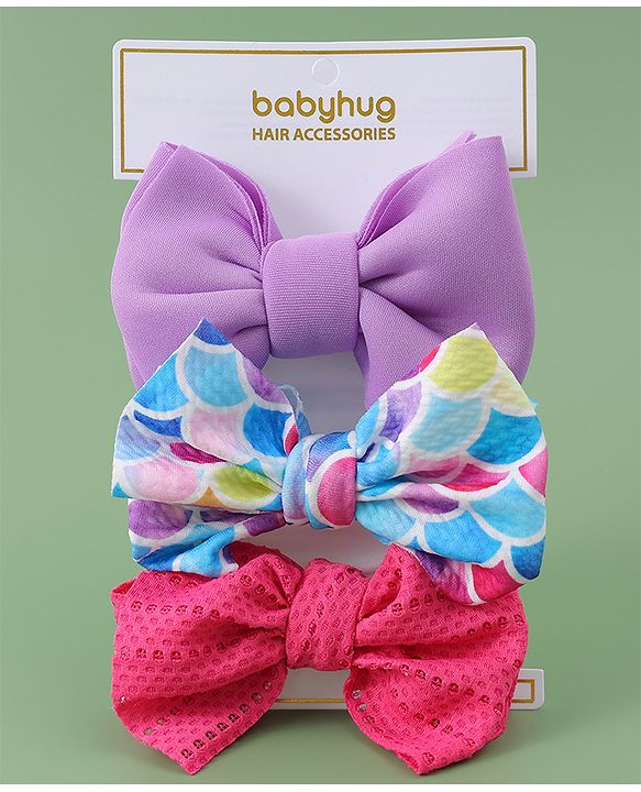 Babyhug Free Size Headbands With Bow Applique Pack Of 3 - Multicolour