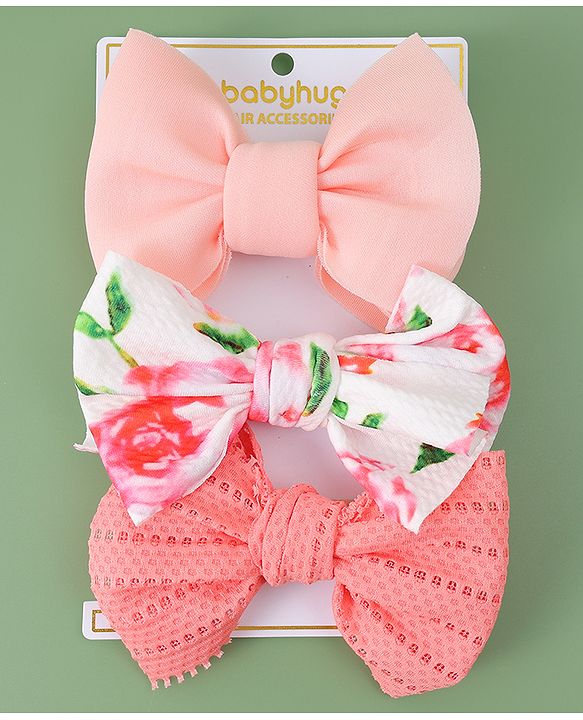 Babyhug Free Size Headbands With Bow Applique Pack Of 3 - Multicolour