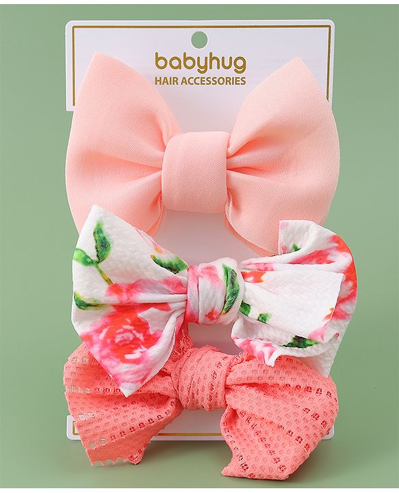 Babyhug Free Size Headbands With Bow Applique Pack Of 3 - Multicolour