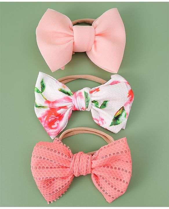 Babyhug Free Size Headbands With Bow Applique Pack Of 3 - Multicolour