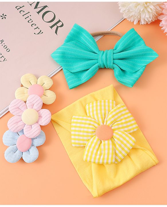 Babyhug Free Size Headbands With Floral Applique Pack of 3 - Multicolour