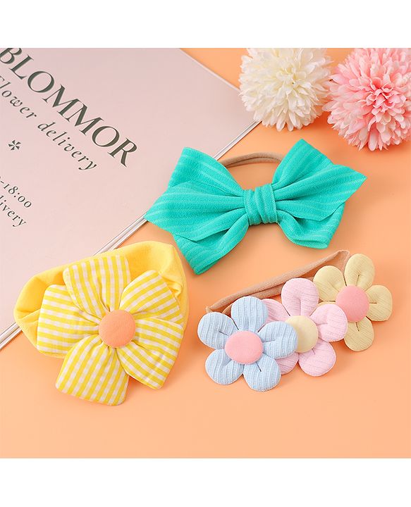 Babyhug Free Size Headbands With Floral Applique Pack of 3 - Multicolour