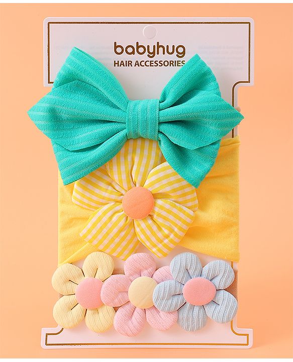 Babyhug Free Size Headbands With Floral Applique Pack of 3 - Multicolour
