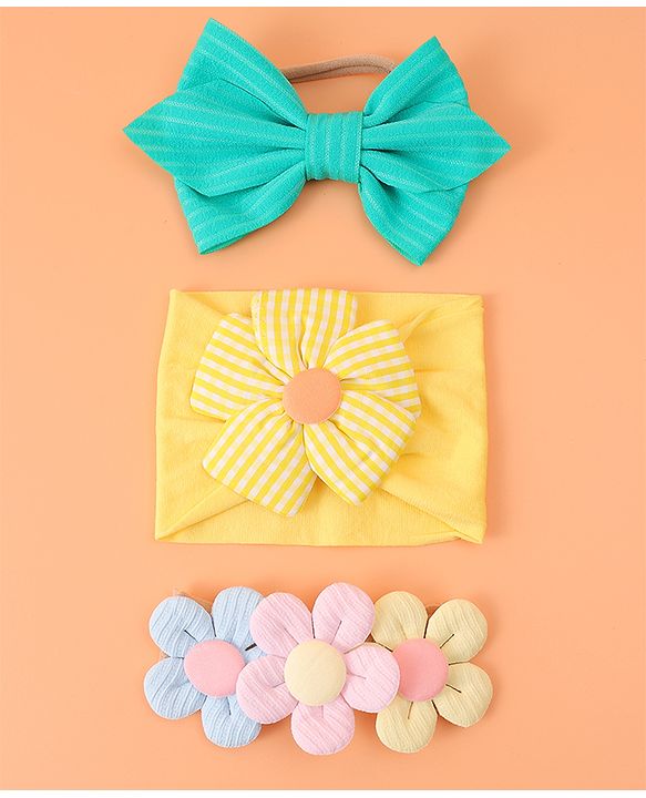 Babyhug Free Size Headbands With Floral Applique Pack of 3 - Multicolour
