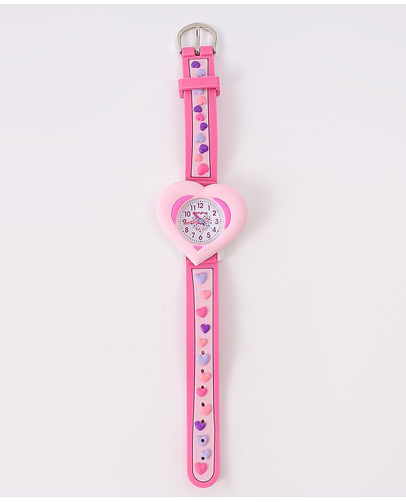 Babyhug Analog Watch With Heart Applique Free Size - Pink