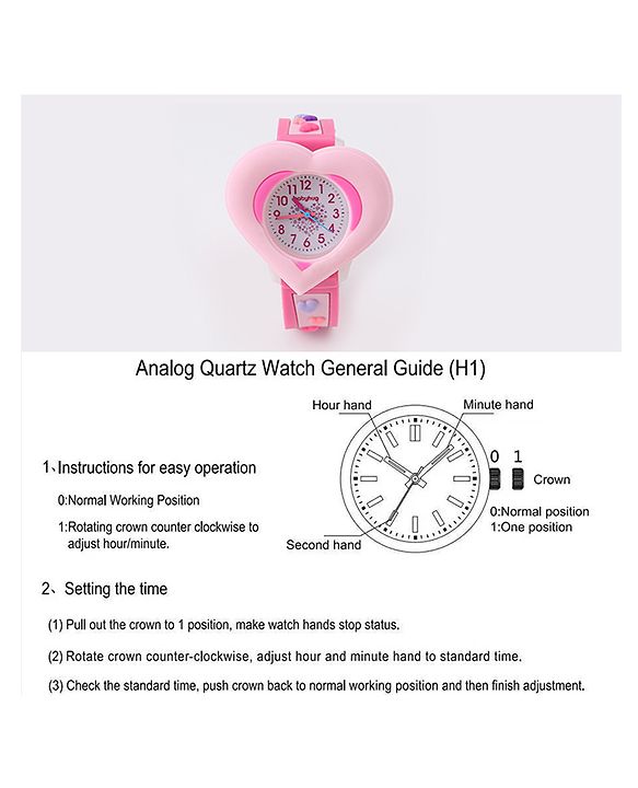 Babyhug Analog Watch With Heart Applique Free Size - Pink