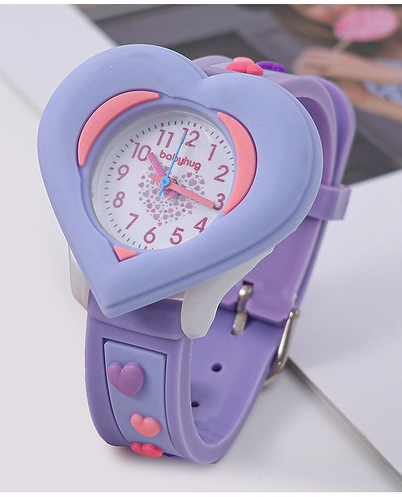 Babyhug Analog Watch With Heart Applique Free Size - Pink