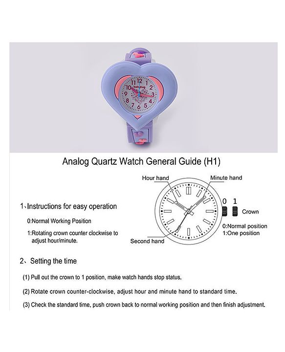 Babyhug Analog Watch With Heart Applique Free Size - Pink