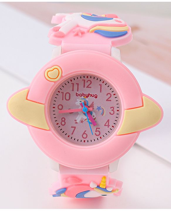 Babyhug Unicorn Applique Analog Watch - Pink