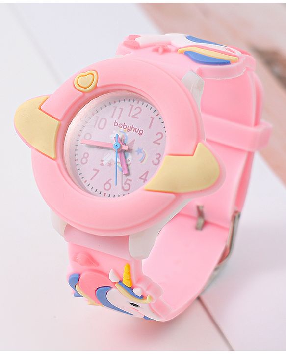 Babyhug Unicorn Applique Analog Watch - Pink