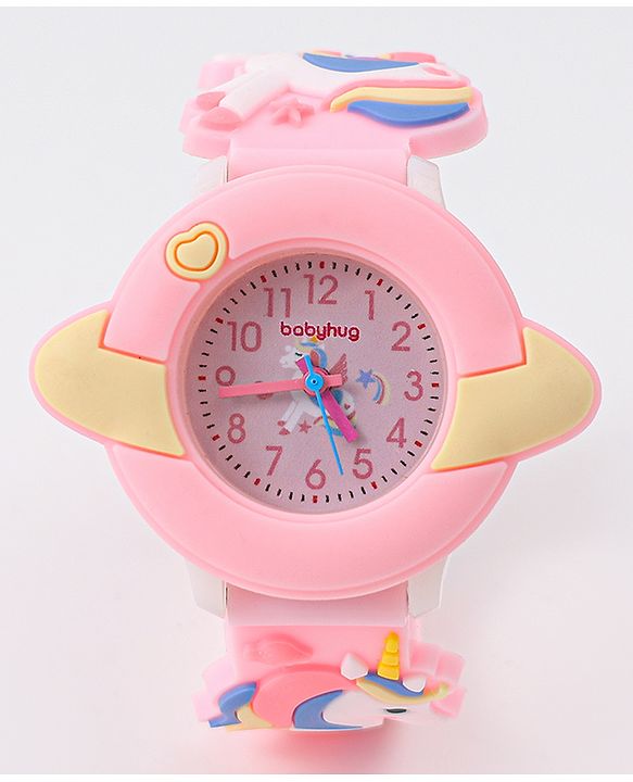 Babyhug Unicorn Applique Analog Watch - Pink