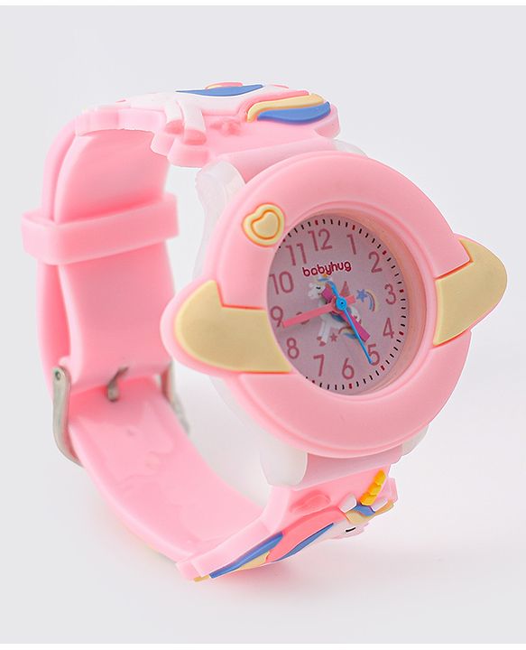 Babyhug Unicorn Applique Analog Watch - Pink