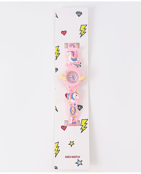 Babyhug Unicorn Applique Analog Watch - Pink
