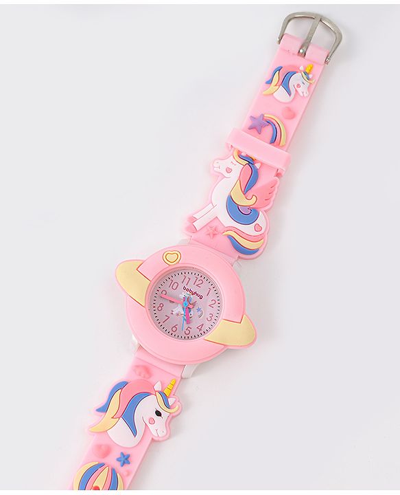 Babyhug Unicorn Applique Analog Watch - Pink