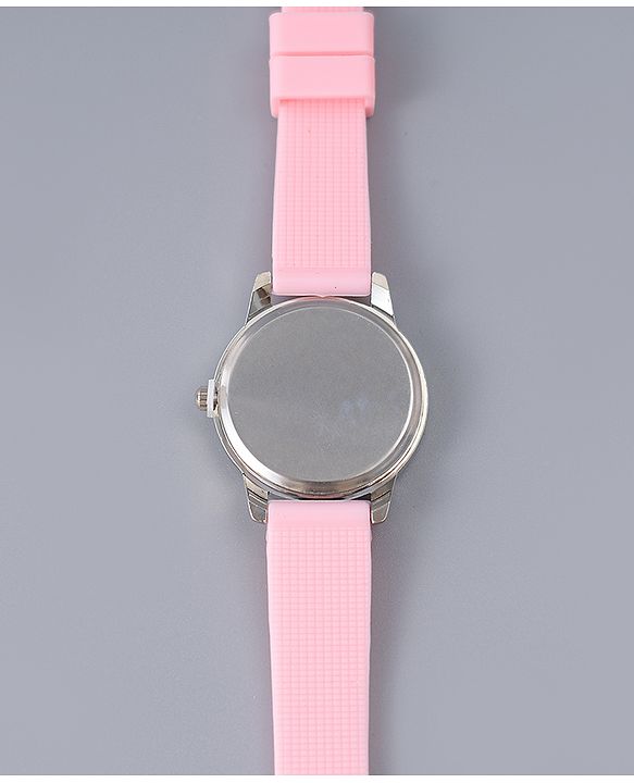 Babyhug Analog Watch Unicorn Print With Beaded Bracelet Set - Pink