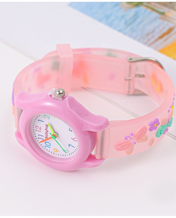 Babyhug Floral Applique Analog Watch - Peach