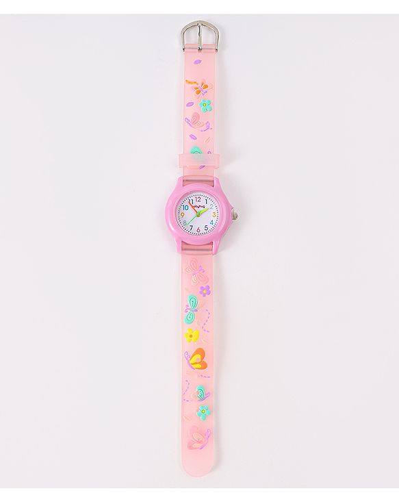Babyhug Floral Applique Analog Watch - Peach