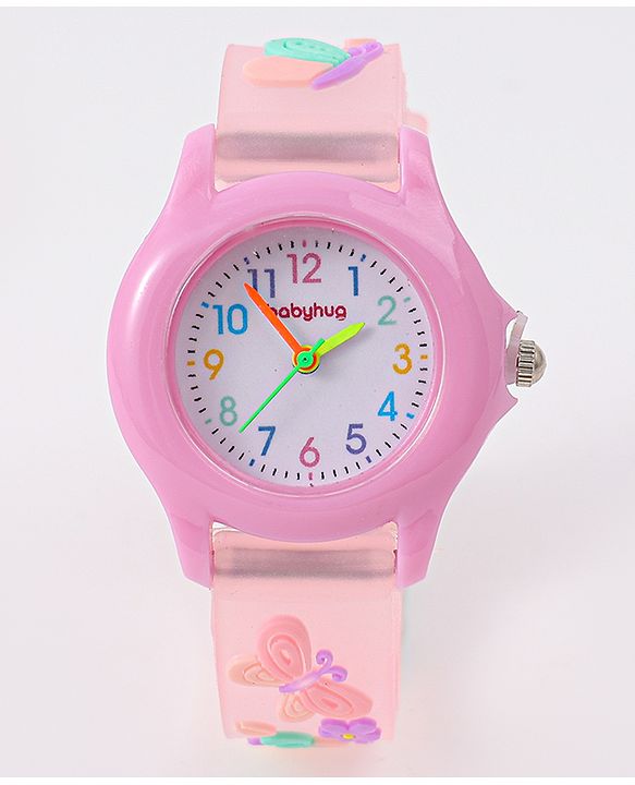 Babyhug Floral Applique Analog Watch - Peach