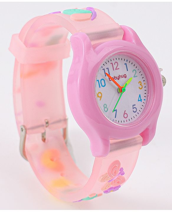 Babyhug Floral Applique Analog Watch - Peach