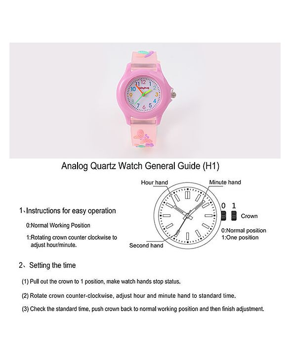 Babyhug Floral Applique Analog Watch - Peach