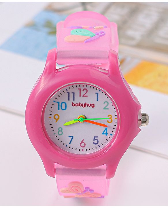 Babyhug Floral Applique Analog Watch - Pink