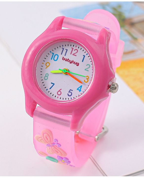 Babyhug Floral Applique Analog Watch - Pink