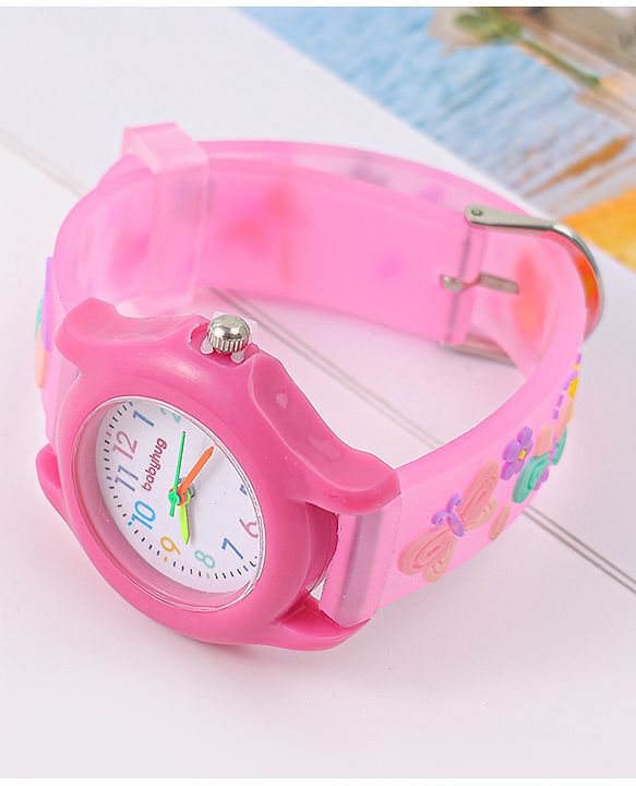 Babyhug Floral Applique Analog Watch - Pink
