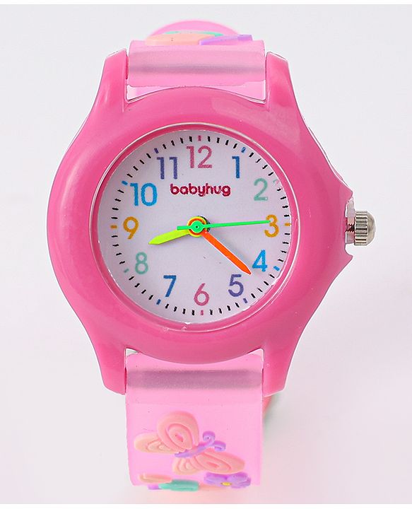 Babyhug Floral Applique Analog Watch - Pink