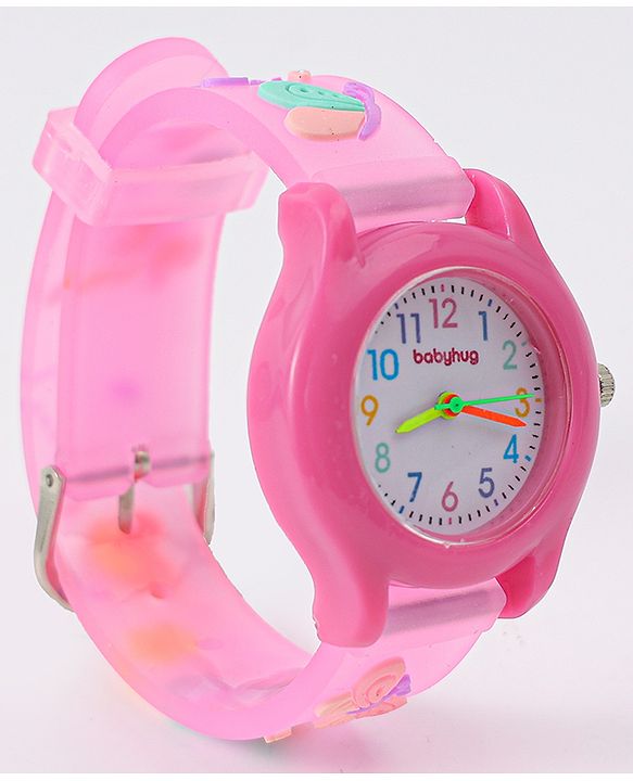 Babyhug Floral Applique Analog Watch - Pink