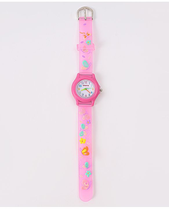 Babyhug Floral Applique Analog Watch - Pink