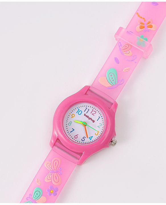 Babyhug Floral Applique Analog Watch - Pink