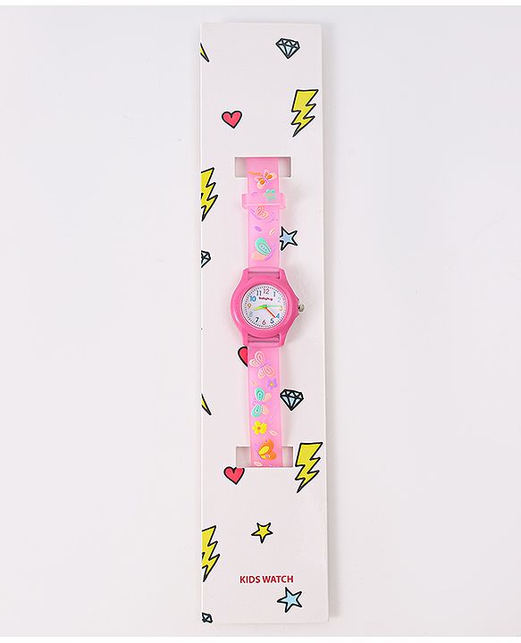 Babyhug Floral Applique Analog Watch - Pink