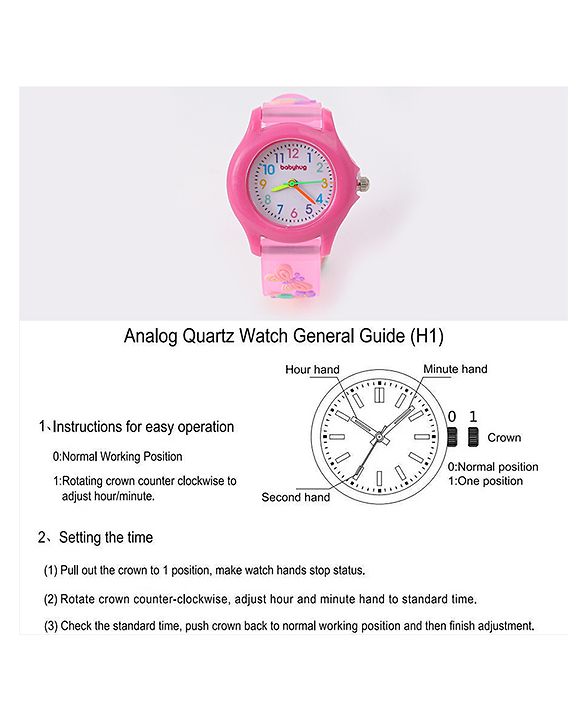 Babyhug Floral Applique Analog Watch - Pink