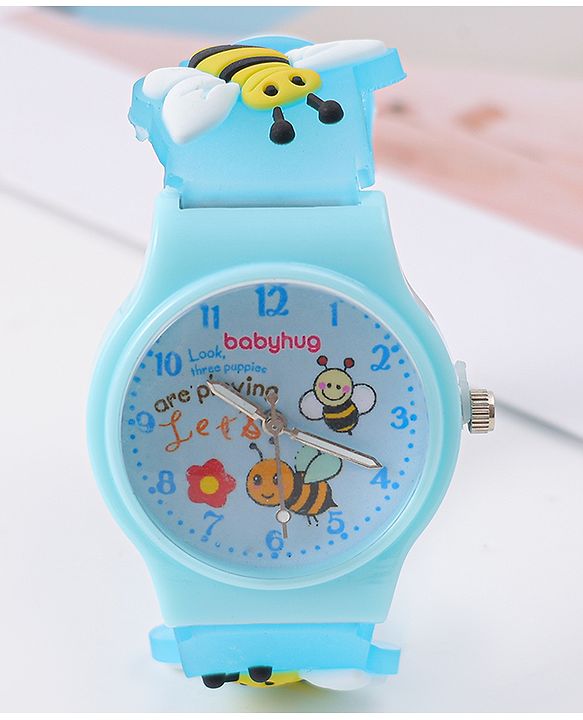 Babyhug Analog Watch With Honey Bee Applique Free Size - Blue