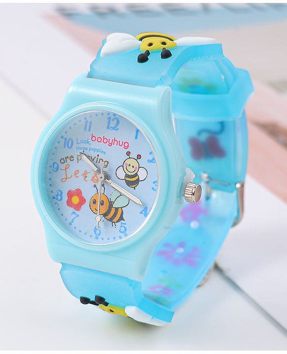 Babyhug Analog Watch With Honey Bee Applique Free Size - Blue