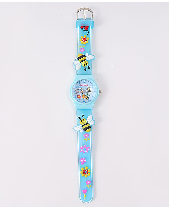 Babyhug Analog Watch With Honey Bee Applique Free Size - Blue