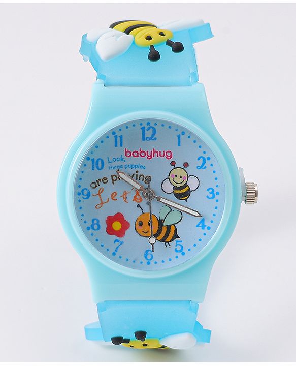 Babyhug Analog Watch With Honey Bee Applique Free Size - Blue