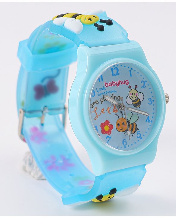Babyhug Analog Watch With Honey Bee Applique Free Size - Blue