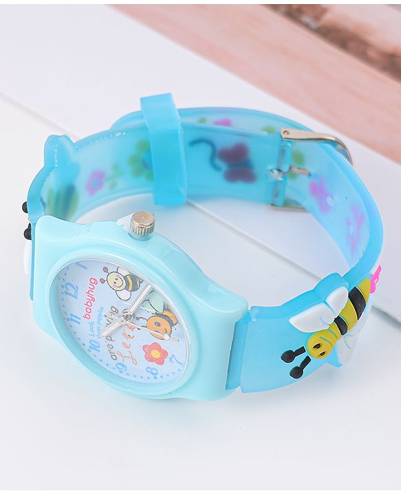 Babyhug Analog Watch With Honey Bee Applique Free Size - Blue